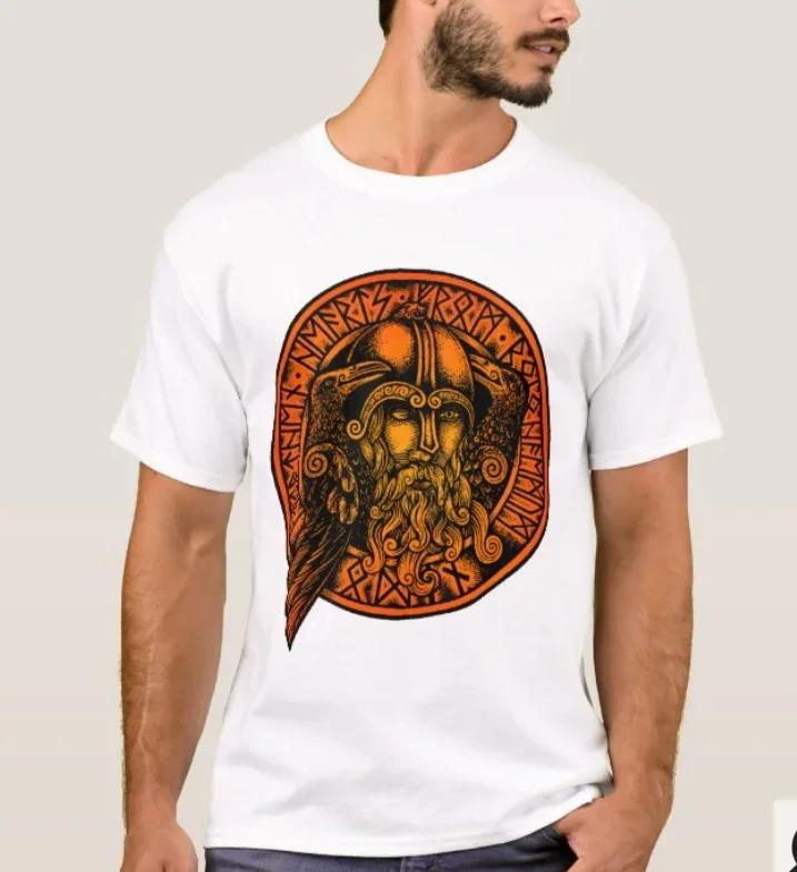 Ancient Nordic Runes Alphabet Odin with Ravens TShirt 100 Cotton ONeck Summer Short Sleeve Casual Mens Tshirt Size S3XL