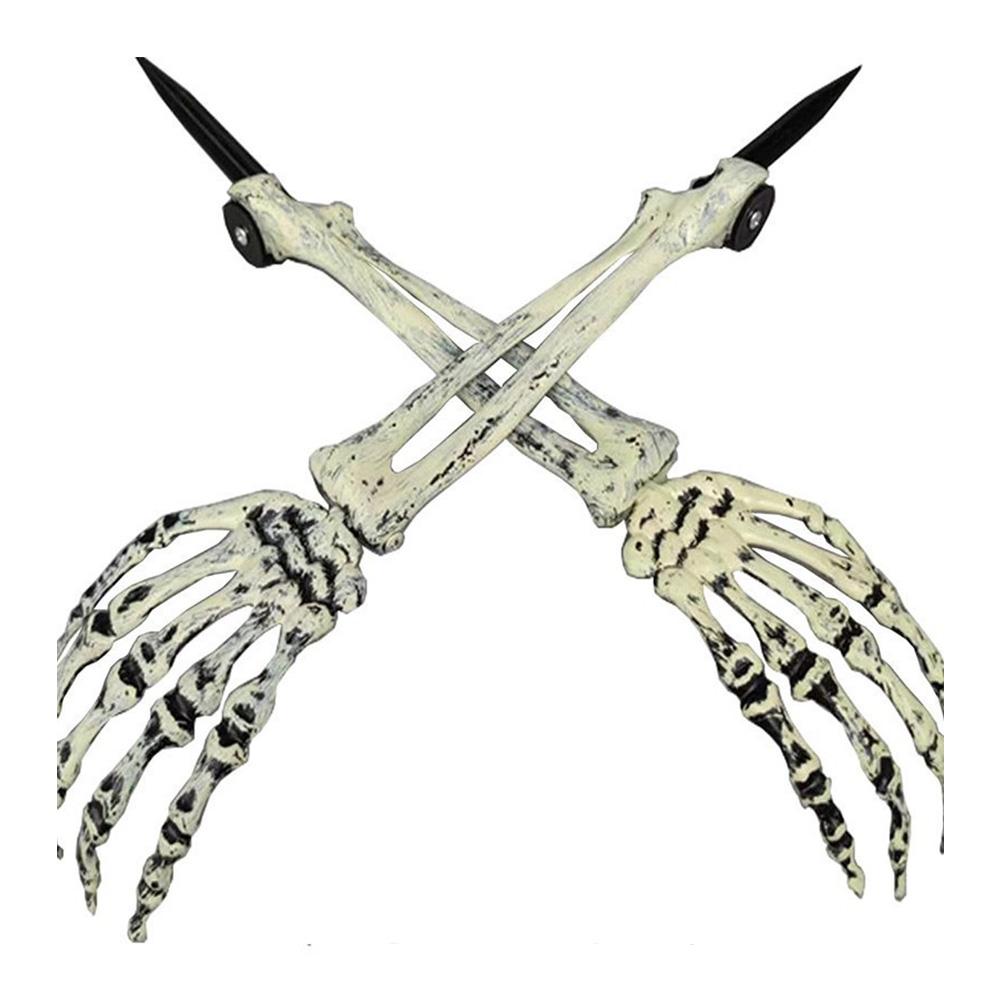 Halloween Realistic Skeleton Hand Ground Stake Light Up Foldable Reusable Halloween Bone Prop Cemetery Skeleton Hand Yard Decoration