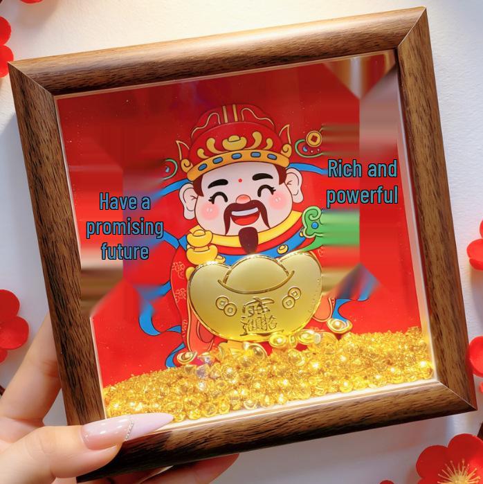 999 Gold Auspicious Wealth & Treasure Photo Frame - Business Desk Display Gift