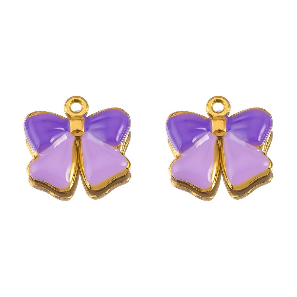 2pcs Stainless Steel 304 Multi-Design Enamel Pendant Lavender Purple Series For DIY Necklace Earrings Jewelry Findings Accessory