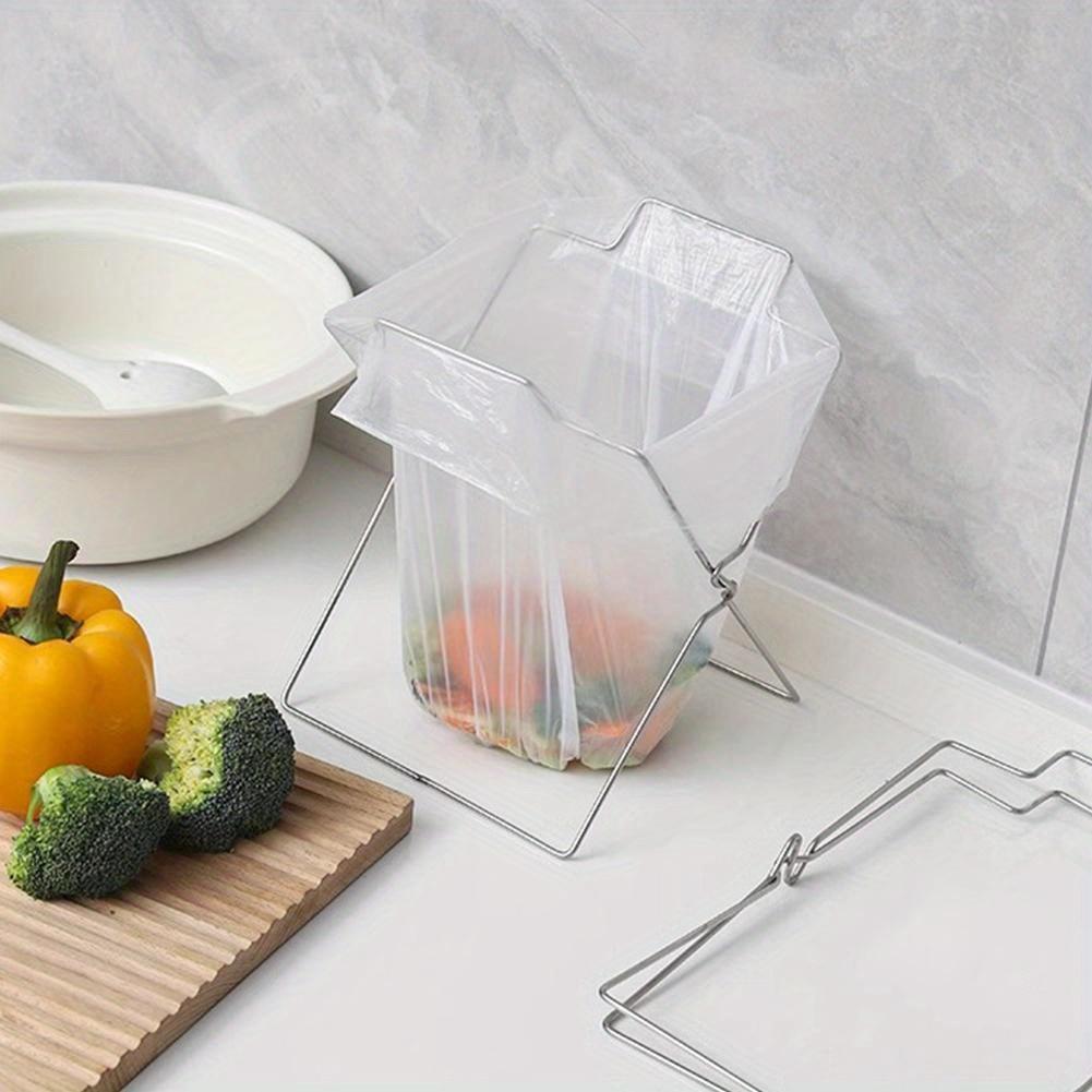 Søppelsekkhylle i rustfritt stål, sammenleggbar benkeplate, stativ til avfallssekk, kjøkken, søppelsorteringsorganisator, oppbevaringsstativ