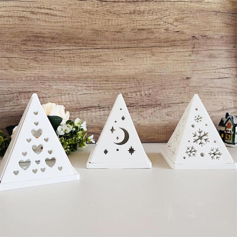 3D Candlestick Silicone Mold Pyramid Shaped Candle Base Mold Gypsum Candle Holder Epoxy Mould Home Decorations Mould