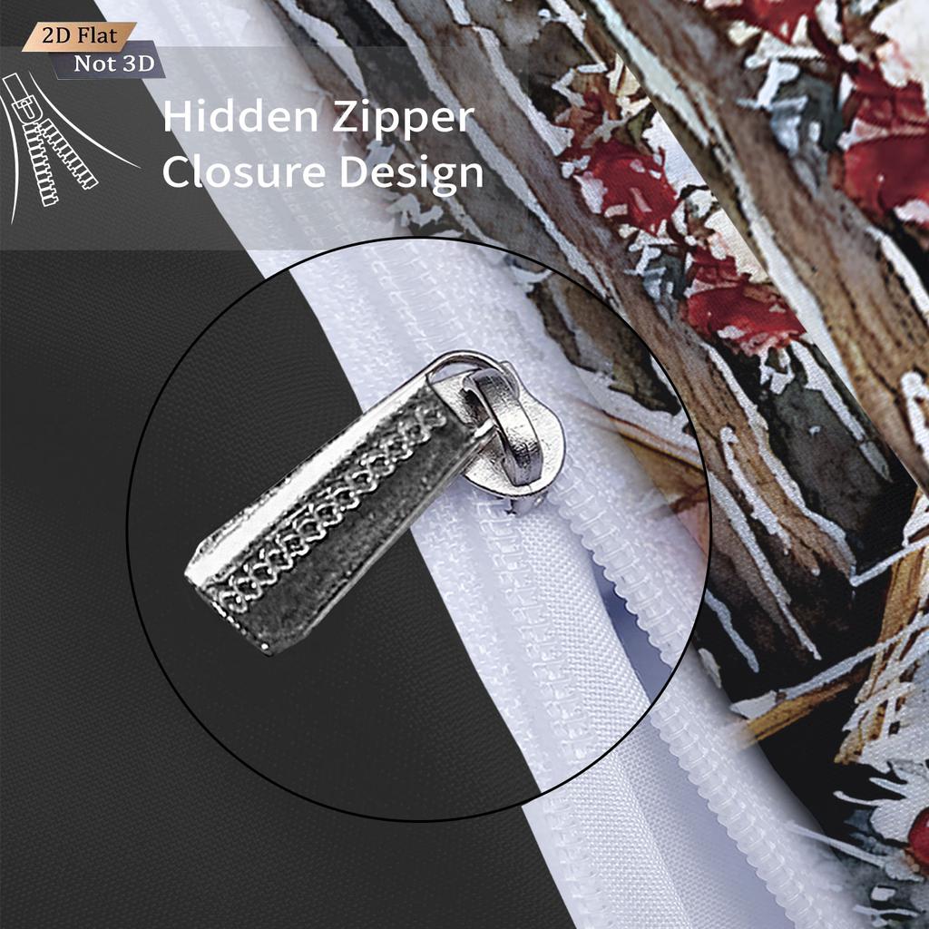 3pcs Christmas cottage print coreless duvet set multi size bedroom bedding holiday decoration soft  machine washable