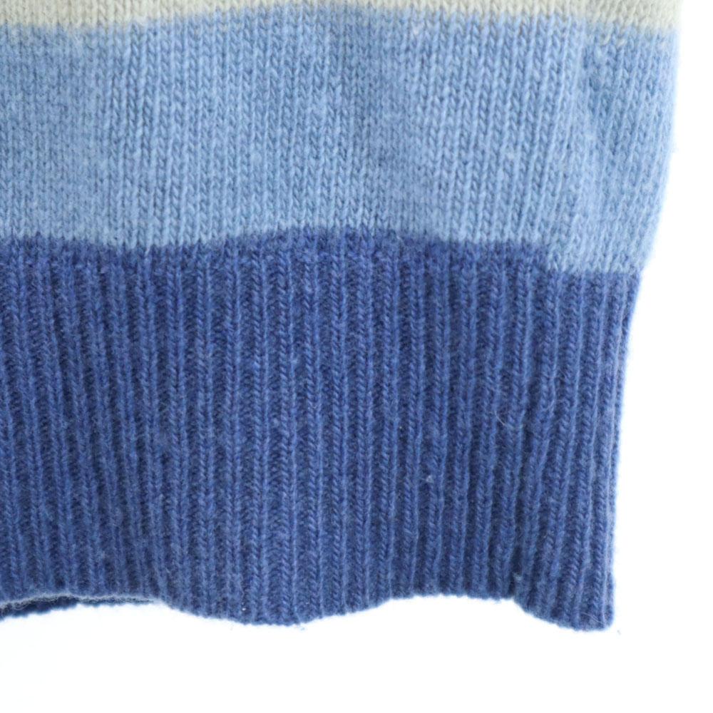 YVES SAINT LAURENT Made in Italy wool Border Pattern Long sleeve sweater Men's Used