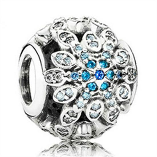 

Pan Семейный Синий Сверкающий Шарм День Матери Посеребренный Браслет-Бэнгл с Бусинами