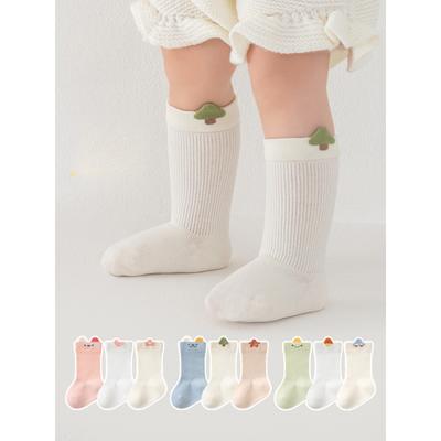 Babysocken Herbst Neu Einfarbig Gekämmte Baumwolle Wadenhoch Nahtlos Cartoon Säuglingssocken Klasse A