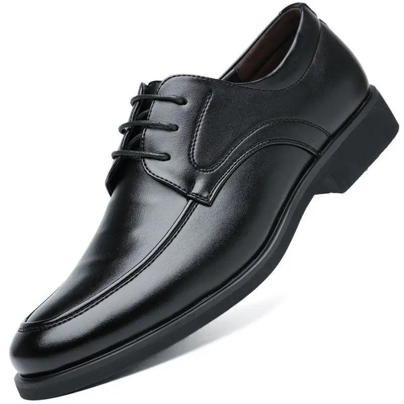 Fashion Lace Up Round Toe Male Casual Shoe Office Cowhide Social 2024 Trend New In Men's Leather Shoes Low Price Shipping Free Delivery