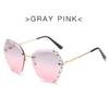 Classic Vintage Fashion Oversized Rimless Sunglasses for Women Famous Luxurious Brand Design Sexy Diamond Square Shape Sun Eyeglasses For Female
