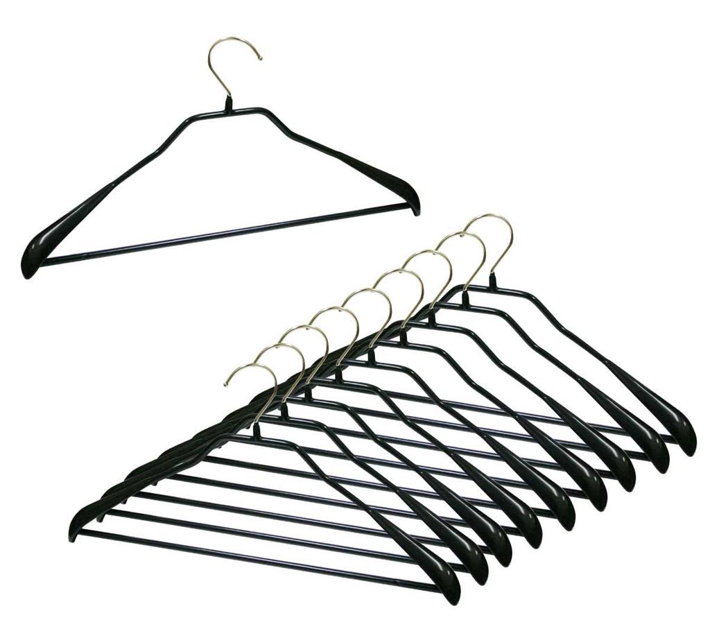 MAWA Hangers for Suits and Coats with Body Form Bars S Warranty No-Slip (Women's M, Men's & M), Black, 10-Piece Set, 4431, 10-Year