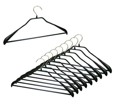 MAWA Kleiderbügel für Anzüge und Mäntel mit Körperformleisten S Garantie Rutschfest (Damen M, Herren & M), Schwarz, 10-teiliges Set, 4431, 10-Jahres