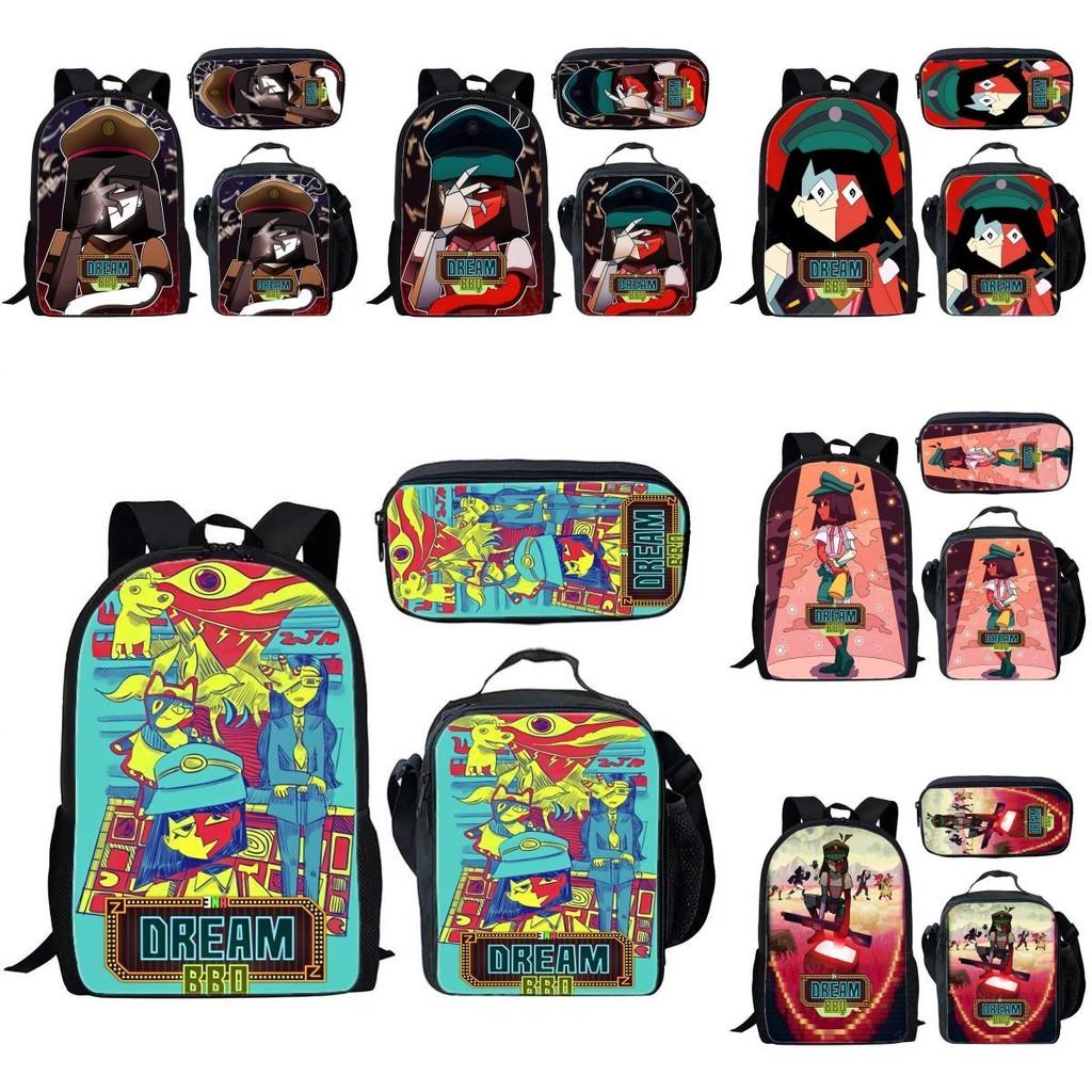 Bbq Dream Ena Pattern Printing Backpack Lunch Bag Pen Case Set For Gift Student