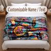 Music Drums Theme Soft Blanket Personalized Custom Name Text Print Warm Blanket Home Sofa Bedroom Decor