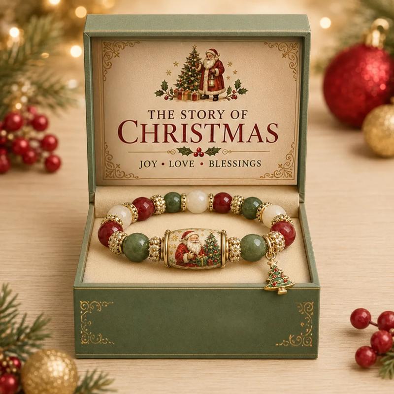 Christmas Beaded Bracelet With Santa Sleigh Charm Perfect For Holiday Gifting Christmas Party Winter Accessory