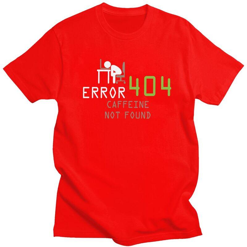Custom Error 404 Caffeine Not Found T Shirt for Men 100 Cotton Tshirt Tee Coding Geek Programmer Tshirt Slim Fit Clothing Gift S