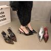 Fashion New Brand Woman Slingback Shoes Fashion Ladies High Heels Pumps Elegant Med Heel Pointed Toe Slip on Sandal Mules
