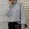 IHUASU Autumn and Winter Solid Colour Pullover Loose Women's High Neck Sweater