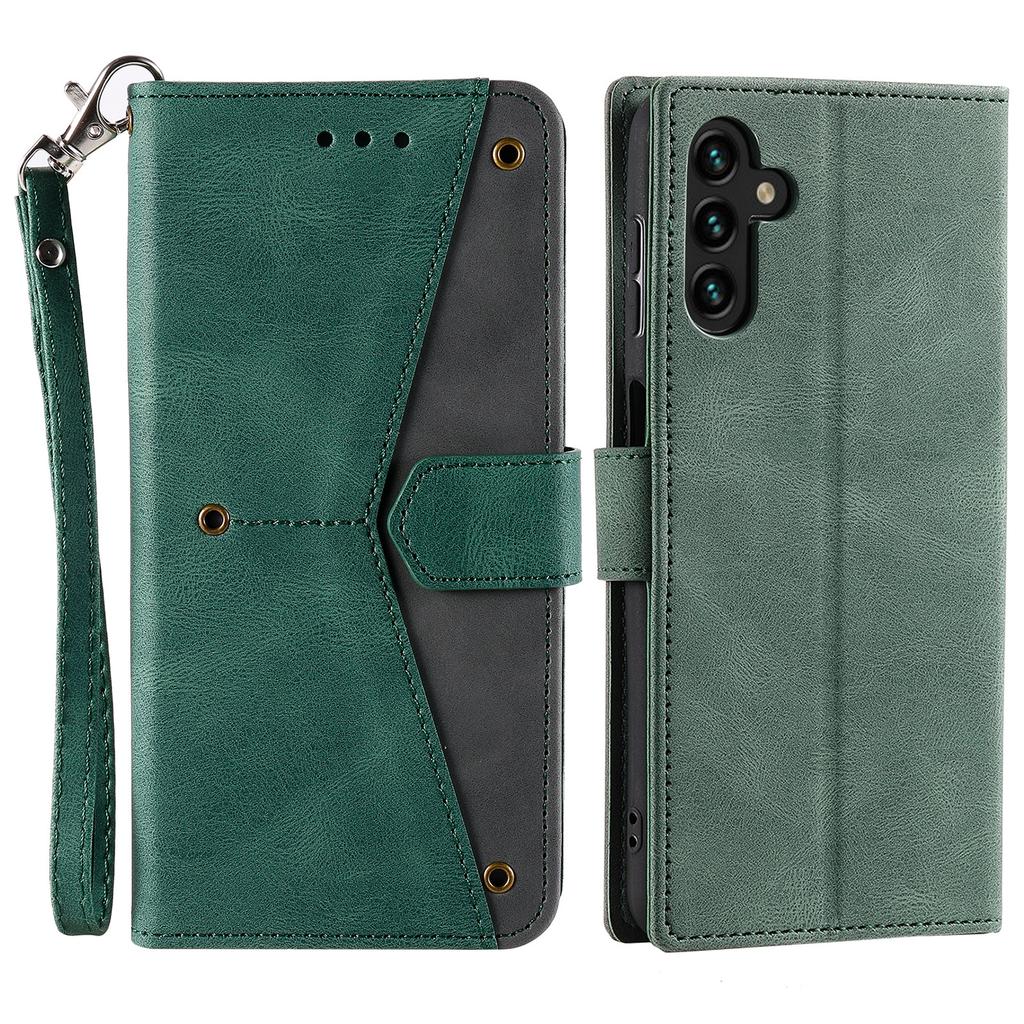 For Samsung Galaxy S26/S26 Pro Leather Case Splicing Stitching Wallet Phone Cover with Wrist Strap