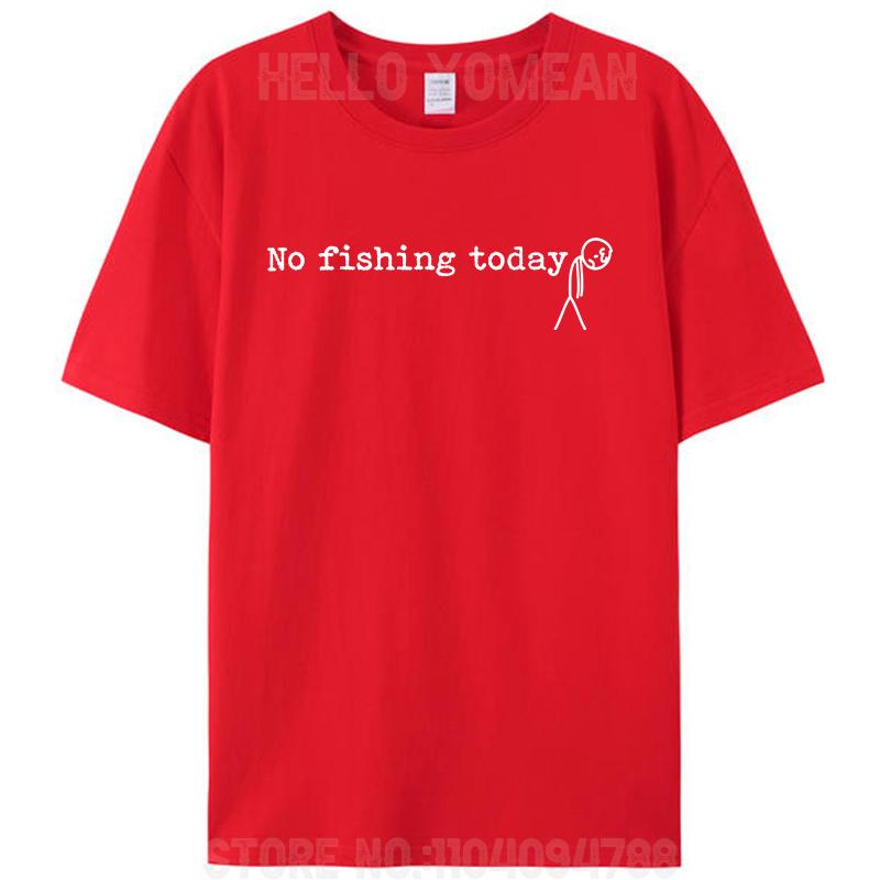 Heute kein Angeln Lustiger Trauriger Strichmännchen Angelwitz Damen Herren 100% Baumwoll-T-Shirt Kleidung Rundhals Freizeit-Tops