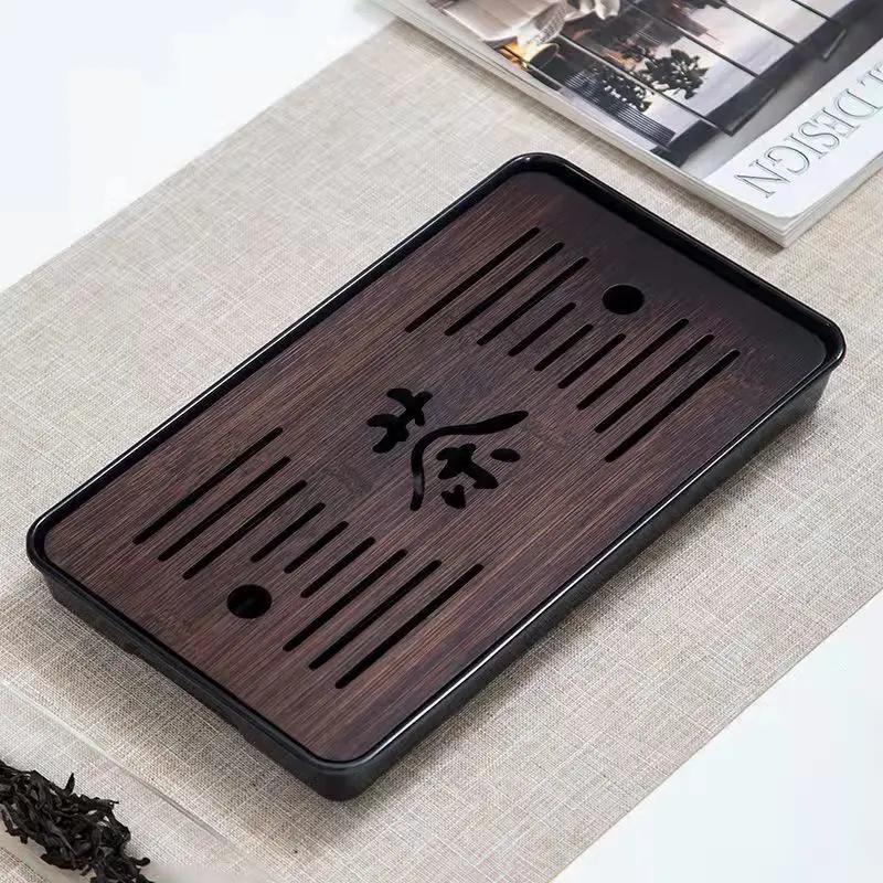 

Поднос для чая из бамбука, простой домашний чайный столик для кунг-фу, небольшой поднос, слив, сухой стол для замачивания, хранение и слив, влажное и сухое использование