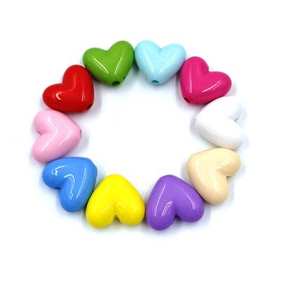 10pcs 17mm Candy Color Acrylic Heart Shape Love Beads Bulk Spacer Beads DIY Accessories for Jewelry Making