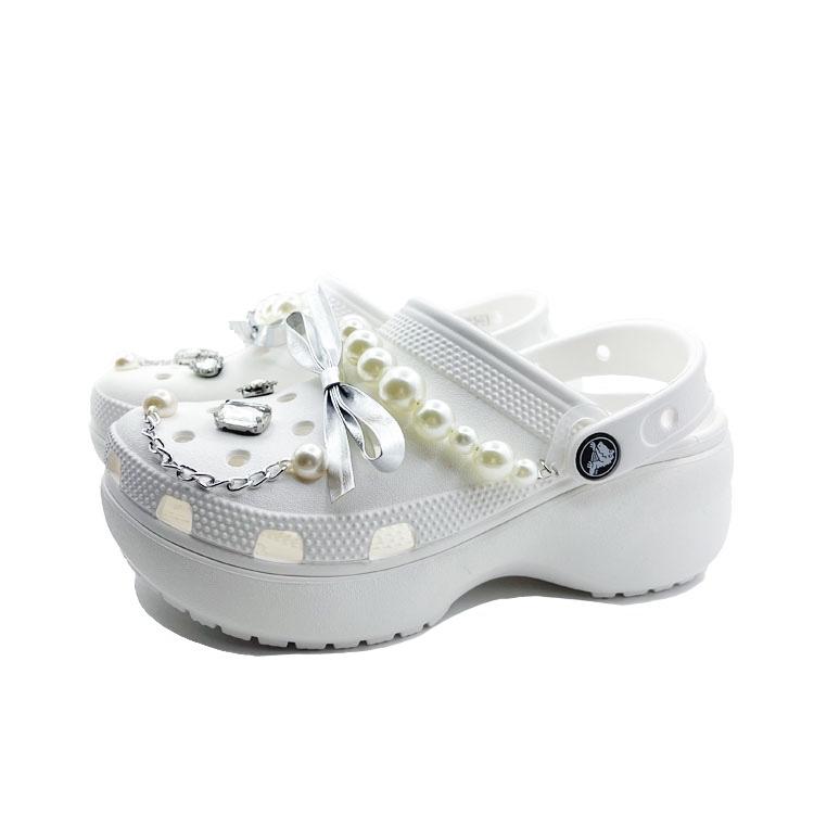 Crocs Classic Platform Clog EVA Beach Travel Versatile Fashion Trend Hole Shoes Unisex White