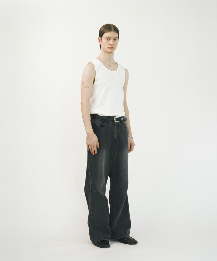 MINAV Cotton Ribbed Sleeveless [White]