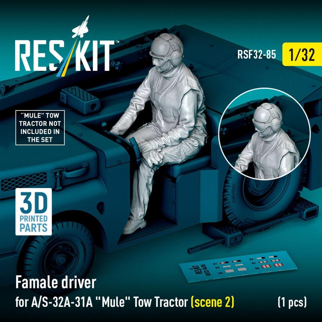 Reskit 1/32 scale US Navy A/S32A-31A Carrier-Based Aircraft Towing Tractor Drivers (2 Female) Reskit Resin Kit RSKF32-0085 (People)
