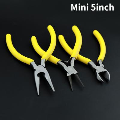 3 pièces/ensemble Mini Pince à Main Jaune 5 pouces Outils de Réparation Coupe Fermetures Éclair Tire Aiguilles Fils Pince Ciseaux Outils de Fabrication Manuelle