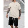 Spliced Pattern Men's T-Shirt Round Neck Short-Sleeved Drawstring Shorts Outdoor Breathable Quick Drying Short