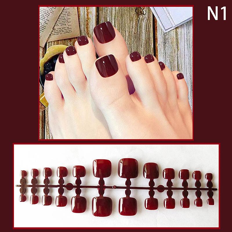 24Pcs Solid Color Square Nail Tips Short Press On Toenails Acrylic Fake Toe Nails Full Cover Artificial Foot Extension Tips
