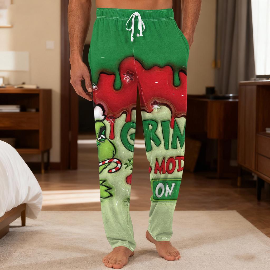 Men's Plain Knit Solid Pocket Casual Pants Home Pajama Pants