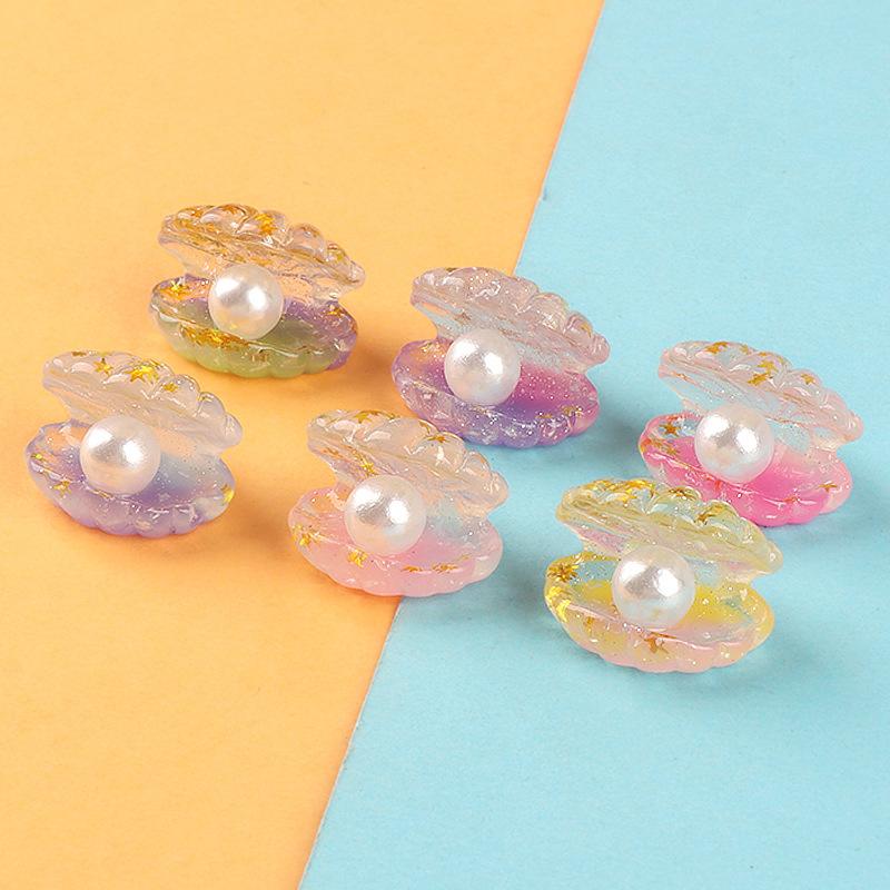 10 Adet Karanlıkta Parlayan Sevimli Üç Boyutlu Degrade Renkli Yıldız Payet Açık İnci Kabuk Gökkuşağı Kabuk Krem Tutkal Reçine Oyuncak