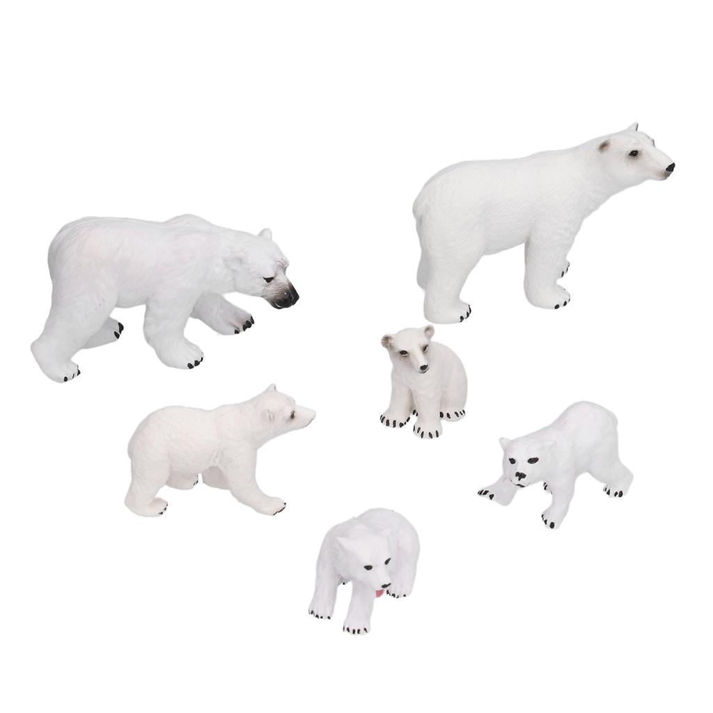 Lifelike White Bear Model Educational Ocean Animal Figures Model White Bear Decoration6pcs