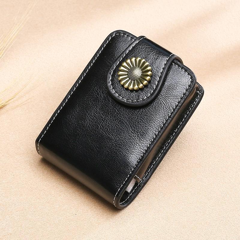 Portable Mini Lipstick Bag With Mirror, Small Cosmetic Bag With Button, Women'S Makeup Storage Case