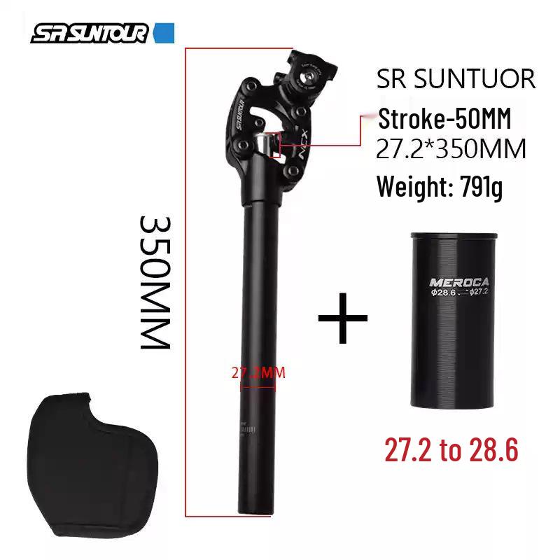 

Амортизаційний підсідельний штир Suntour NCX для гірських велосипедів, доступний у діаметрах 27,2 мм та 31,6 мм Black