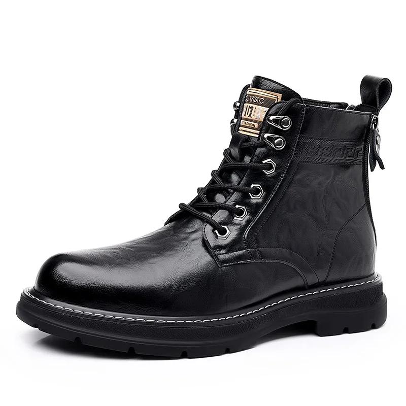 British Style Men's Genuine Leather Boots Fashionable Business Short Boots Winter Ankle Men Work Boots Versatile