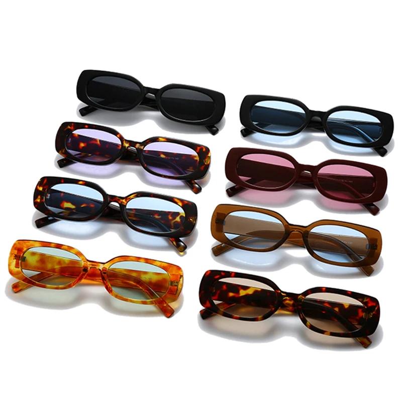 Ins Fashion Small Rectangle Sunglasses Women Retro Candy Color Shades UV400 Men Punk Leopard Sun Glasses