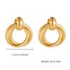 Gold Plated Stainless Steel Triple Hoop Drop Earrings For Women