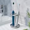 Electric Toothbrush Holder Stand for Bathroom: Stainless Steel Ventilated Organizer with Slots for Electric Toothbrushes & Razors, Silver