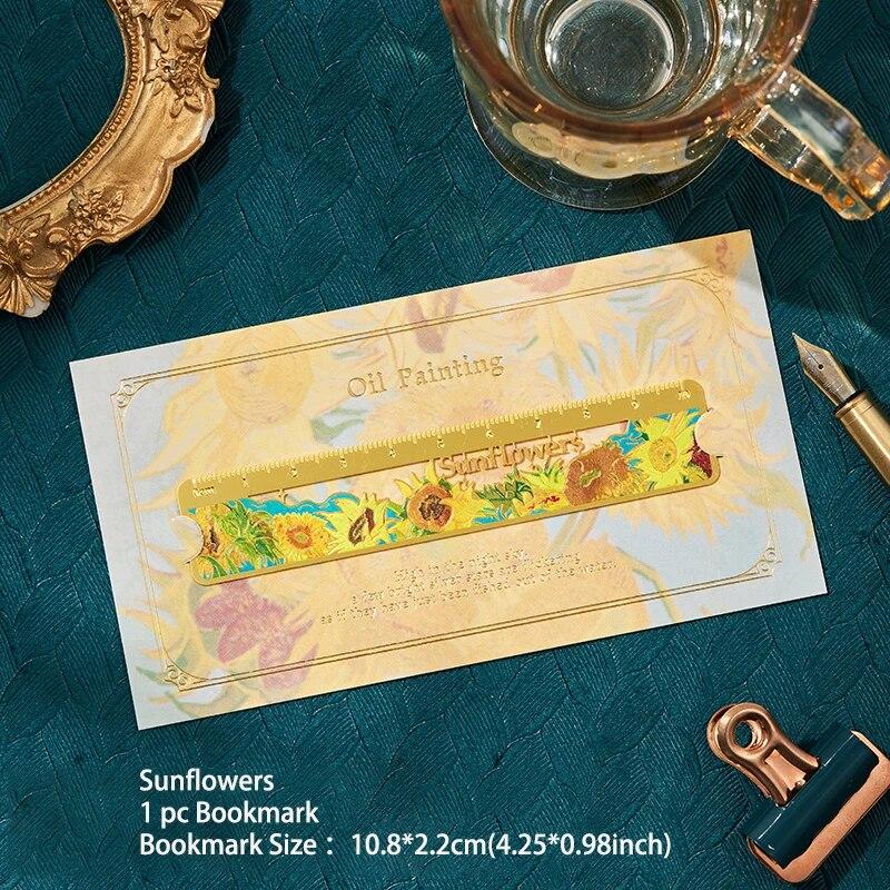 1 Pack Retro Painting Metal Hollow Bookmark Creative Hot Stamping Ruler Bookmark Best Gift Writing Materials Supplies for Writer Frie Practical Use
