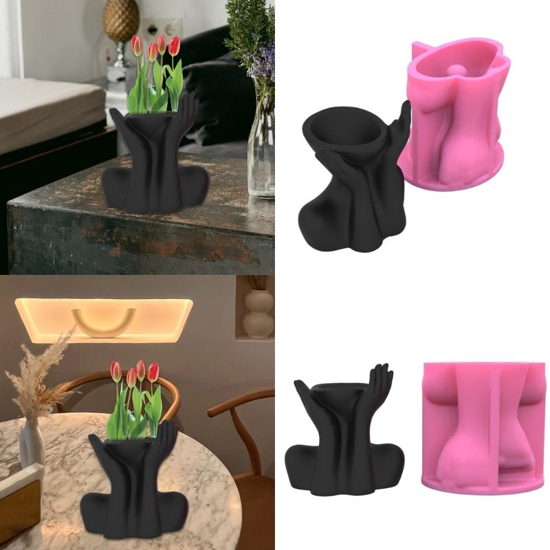 Art Human Body Sculpture Silicone Molds Vase Resin Moulds for Epoxy Resin, Silicone Flowerpots Molds for Home Decoration