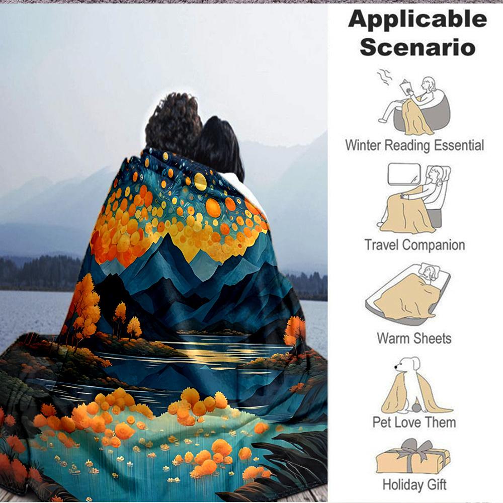 1pc Autumnal Fantasy Lightweight Flannel Blanket, Comfortable and Warm Blanket, for Office and Camping Sofa Bed, Livingroom081