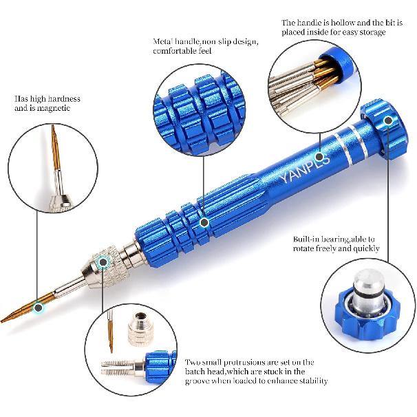 Small Screwdriver Watch Glasses Mini Set, Micro Precision Tiny Screwdriver Set Small Screwdriver Set for Electronics Eyeglass (blue)