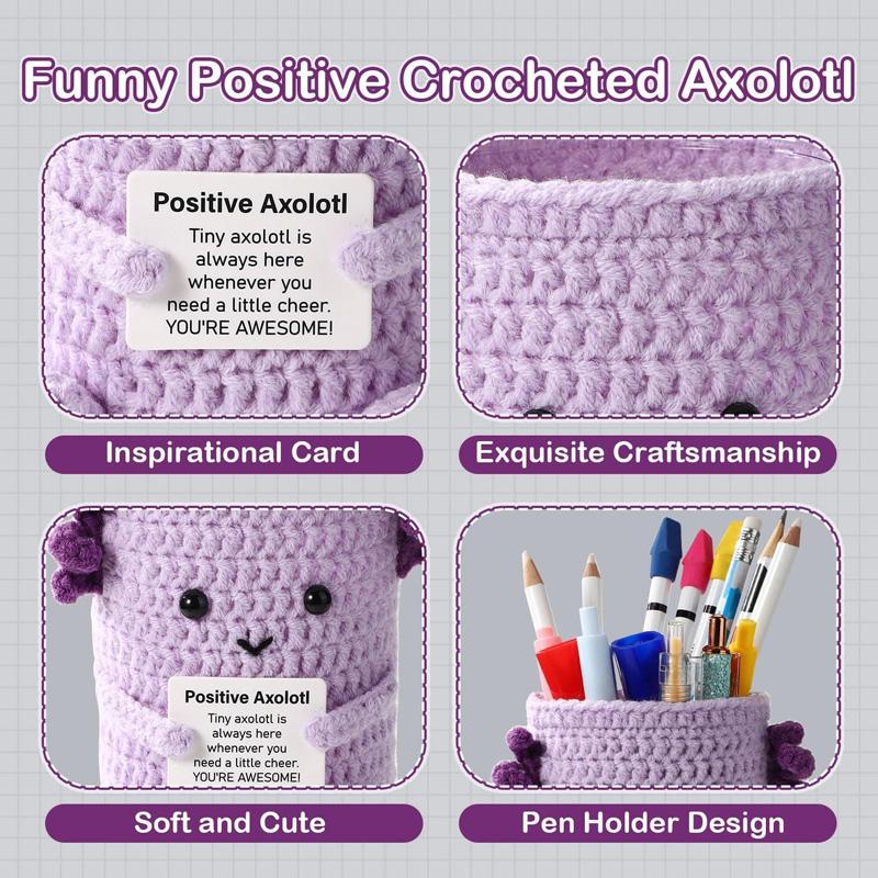 1Pc Hand Woven Plush Wool Birthday Gift Home Decor Halloween with Positive Card Pen Holder Crochet Dolls