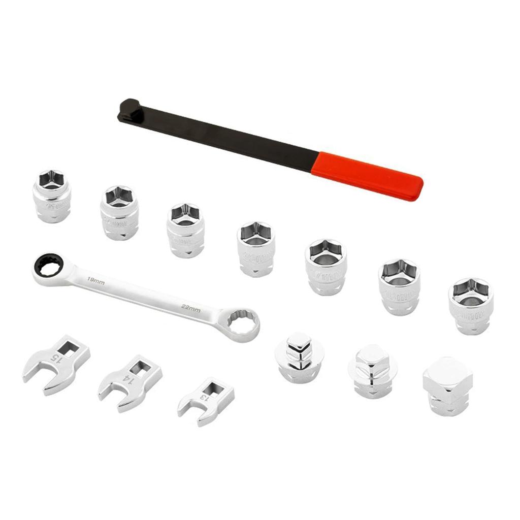 15Pcs Automotive Idler Pulley Adjustment Wrench Set for Belt Tensioning Car Repair with Extension Rod Repair Tool