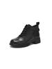 2025 autumn and winter new leather Martin boots women's round head soft sole retro women's boots versatile fashion black short boots