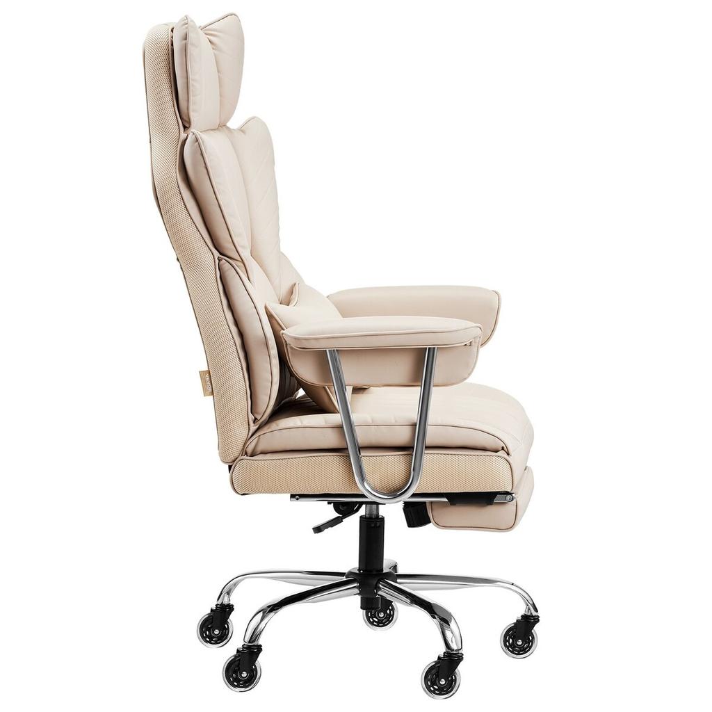Executive Office Chair High Back Chair Footrest & Removable Armrests Brown
