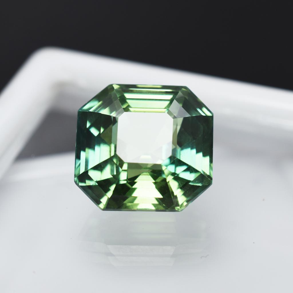 Sapphire Bluish Green Square Cut Natural 8.55 Ct Loose Gemstone Rare CERTIFIED P-0868