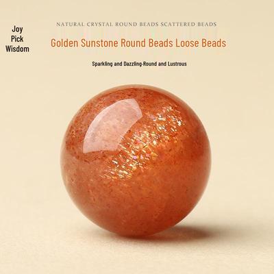 Natuurlijke Gouden Zonnesteen Kristal Ronde Kraal - Enkele Oranje Maansteen voor DIY Armband of Ketting.
