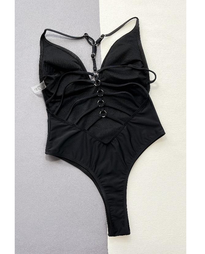 Damen Bademode Einfarbig Einteiliger Badeanzug Sexy Hohl Bikini Bademode Badeanzüge